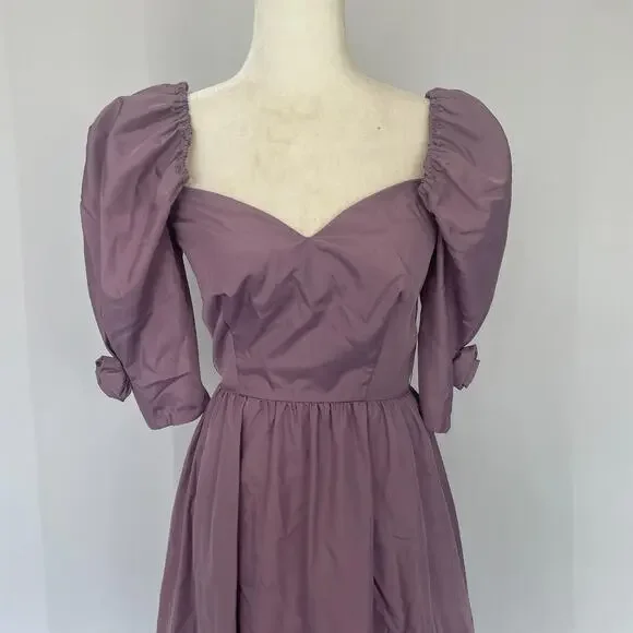 Vintage Maxi Dress Size 6 Purple Puff Sleeve A Line Princess Formal Prom 80s - Picture 2 of 16